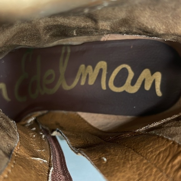 Sam Edelman Franklin Ankle Boot 4" Chunky Heel Rugged Brown Leather Women's 8M - Picture 9 of 11